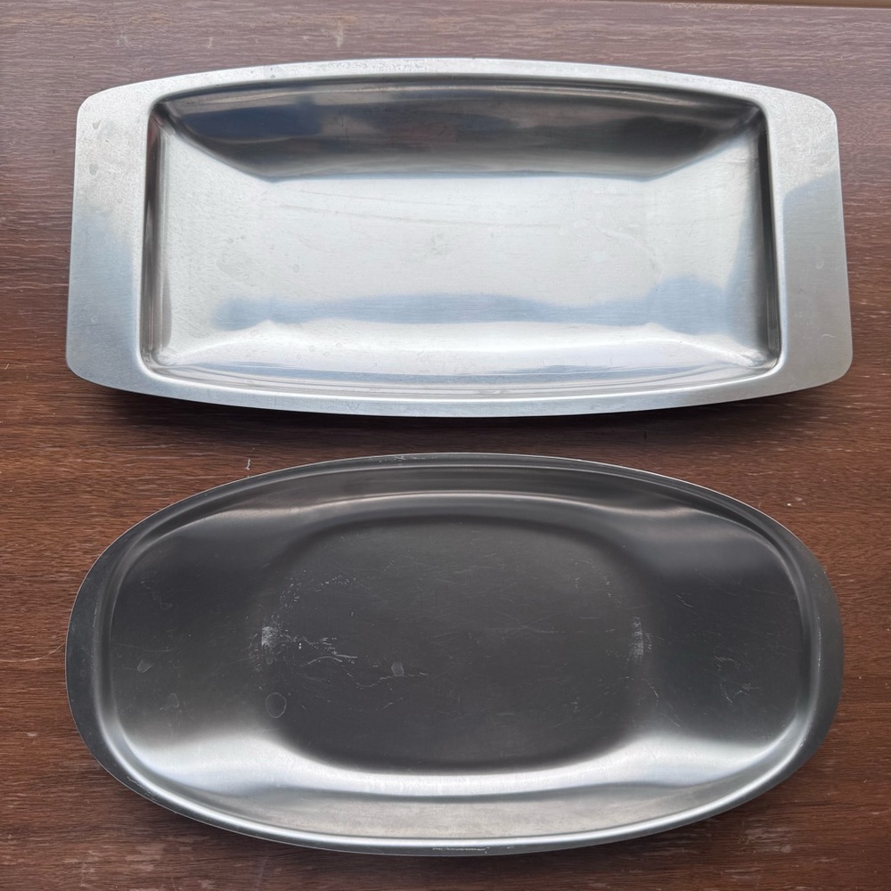 Two Vintage Denmark stainless steel tray